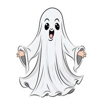 Cute Halloween ghost on white background vector