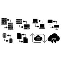 server icon set sign symbol in modern flat style for web site design and mobile apps vector