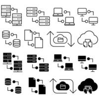 web hosting icon set in thin line style symbol stock illustration web vector