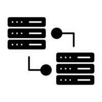 Database icon, data center solid illustration, linear style pictogram vector