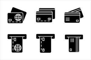 Credit Card Line Icon set, isolated on white background. vector
