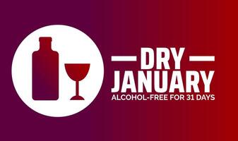 Dry January background banner or poster design template with red color. vector