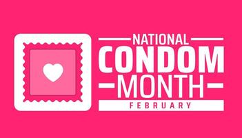 National Condom Month background banner or poster design template. observed every year in February. Holiday concept. Use to any Template, card, poster, placard, template. vector