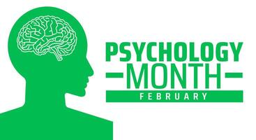 Psychology Month background banner or poster design template. observed every year in February. Holiday concept. Use to any Template, card, poster, placard, template. vector