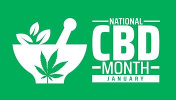 National CBD Month background banner or poster design template with cbd design vector