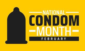 National Condom Month background banner or poster design template. observed every year in February. Holiday concept. Use to any Template, card, poster, placard. vector