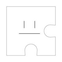 Puzzle piece with neutral face black and white 2D line object. Psychology personality character shape. Facial expression jigsaw isolated clip art outline item. Monochromatic spot illustration vector