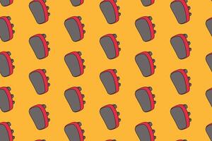 rectangle punching target pad colorful pattern on yellow background. doodle punch pad object symbol seamless pattern background. boxing target glove pattern for boxing club decor and merchandise vector