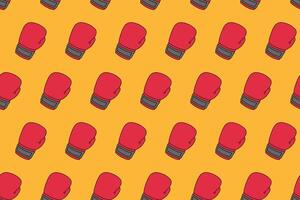 boxing glove colorful pattern on yellow background. doodle red boxing mitt object symbol seamless pattern background. boxing gloves seamless pattern for boxing sport club decor and merchandise vector