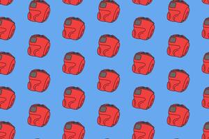boxing headgear protection colorful pattern on blue background. doodle boxing helmet object symbol seamless pattern background. boxing head protection pattern for boxing club decor and merchandise vector