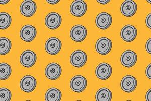 power bar fitness gym colorful pattern on yellow background. doodle power bar barbell object symbol seamless pattern background. power bar seamless pattern for fitness gym decor and merchandise vector