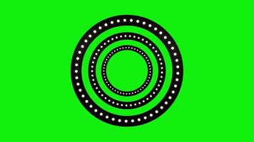 black circle spinning simple loop background. rotating black ring on green screen. video