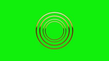gold circle spinning simple loop background. rotating golden ring on green screen. shiny circle ring. video
