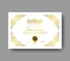 Luxury white and gold certificate of achievement with gold frame color vector
