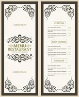 Vintage Menu Layout with frame ornamental Elements vector