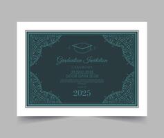 graduation invitation with ornament template with frame design vector