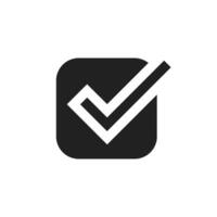 A stylish black checkmark icon in a rounded square symbolizes approval and task completion, perfect for various user interfaces, graphics, and design projects across multiple platforms vector