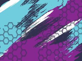 Abstract Blue and Purple Brushstroke Design with Hexagonal Patterns vector