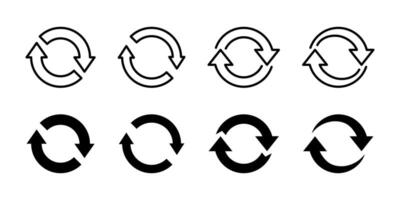 Circle arrow refresh icon. Circular repeat button. Rotating arrows symbol. Reload, reuse, recycling illustration. Sync and update sign. Repeat and loop circulation pictogram. Loading cycle. vector