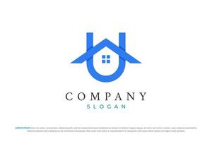 letter u and house modern logo design vector