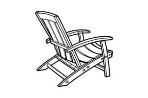 Vintage wooden chair line art illustration on white background vector