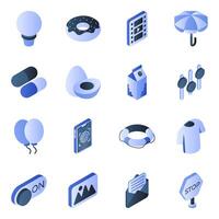 Set of Science and Technology Flat Isometric Icons vector