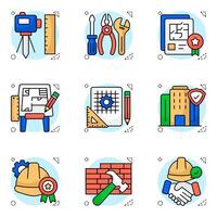 Set of Construction Instruments Flat Icons vector