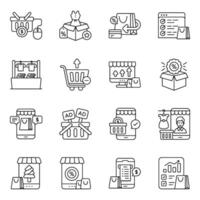 Pack of Web Shopping Linear vector