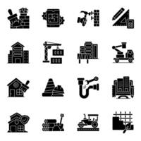 Set of Instruments Solid icons vector