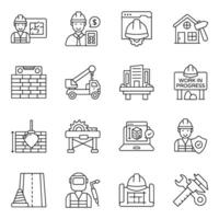 Set of Construction Tools Linear Icons vector