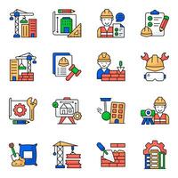 Set of Construction and Designing Flat Icons vector