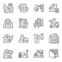 Set of Construction and Labor Linear Icons vector