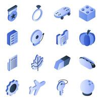 Set of Science and Education Flat Isometric Icons vector