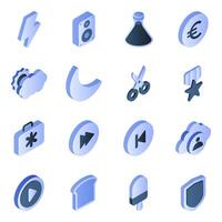 Set of Cloud and Data Flat Isometric Icons vector