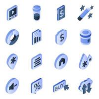 Set of Data and Arrows Flat Isometric Icons vector