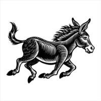 Donkey running on background track desert vector