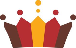 Modern geometric crown logo with red, orange, and brown tones, featuring circular elements for regal yet minimalistic design vector