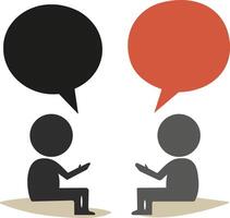 Minimalistic icon illustration of two people having conversation, symbolizing communication, dialogue, discussion vector