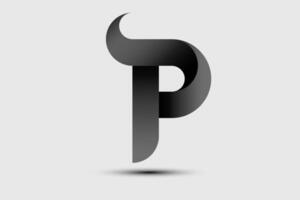 Modern twisted letter P icon. Black geometric logo design 3D element template. Company Theme, Construction, Technology, Infographics isolated on white background vector