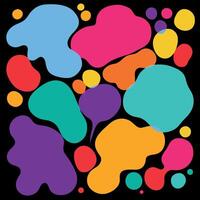 Colorful abstract background with irregular blobs and drops floating on black background vector