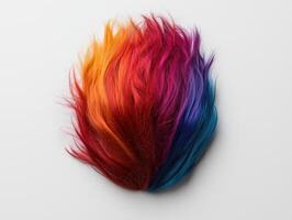 Multicolored hair extensions on white background photo