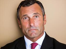 A portrait of a serious businessman in a suit photo