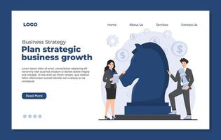 Business Strategy Landing page template creating, analyzing optimizing effective business strategies vector