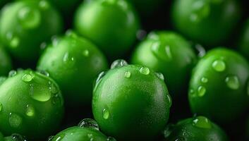 Green peas with water droplets on them photo
