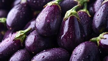 A Close Up View of Fresh Eggplants photo