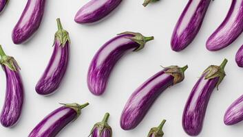 Purple Eggplant Pattern on White Background photo