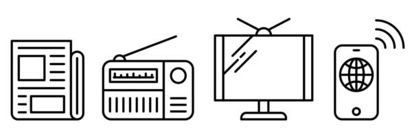 Modern technology development icons for news. From old to modern technologies in thin line. vector