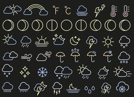 Set of color weather icons. Weather forecast. Weather. vector