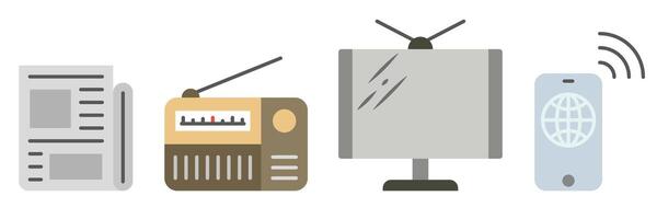 From old to modern technologies. Colored icons of the development of modern technologies for news. vector