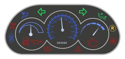Car dashboard. Car control panel interface. Colored car dashboard icons. Dashboard icons. vector